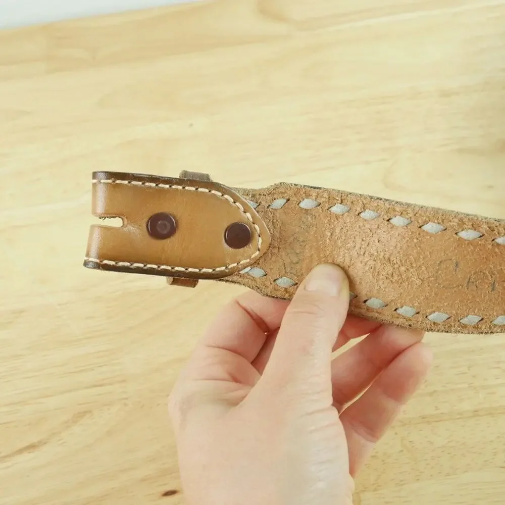 Vintage Tony Lama Western Belt‎ Tooled Leather CRITT Painted Cowboy Size 30 USA